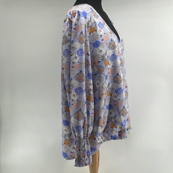 mellowday floral shirt blouse high low tunic stretch waist sz 2X plus size NWT - Picture 2 of 8